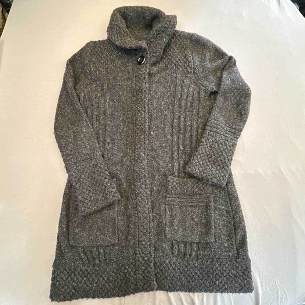 Prana Elsin Cardigan Sweater Womens XS Gray Heavy Duster Cottagecore Boho
